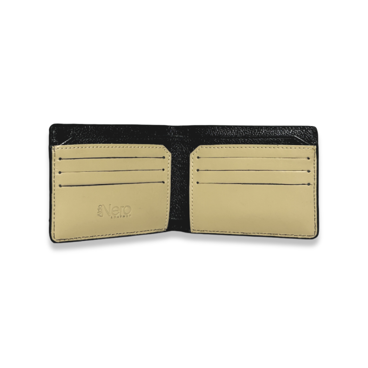 Billetera en cuero color negro, para hombre.