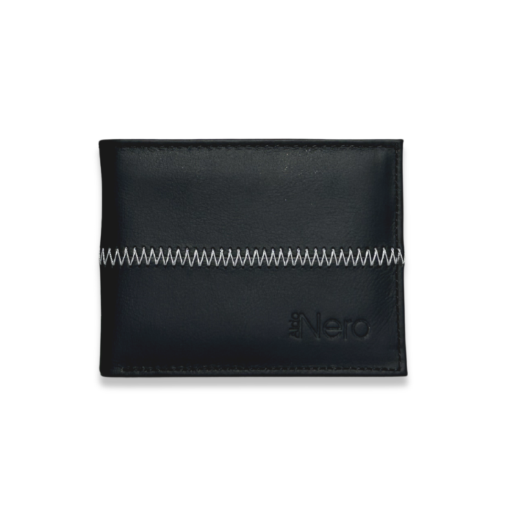 Billetera para hombre, en cuero color negro
